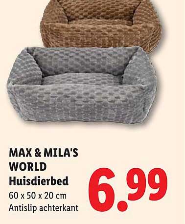 MAX & MILA'S WORLD Huisdierbed 60 x 50 x 20 cm Antislip achterkant