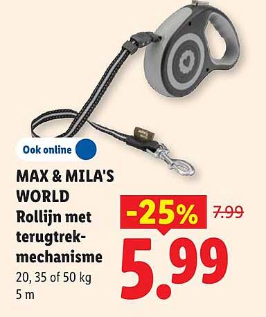 MAX & MILA'S WORLD Rollijn met terugtrekmechanisme
