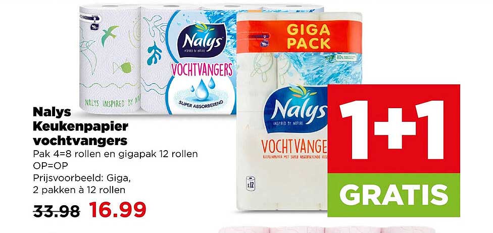 Nalys Keukenpapier vochtvangers 1+1 GRATIS