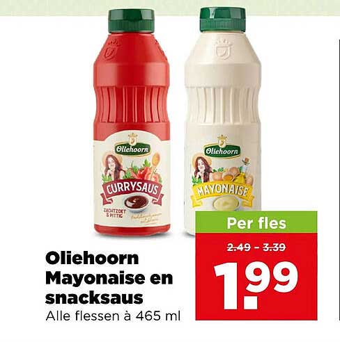 Oliehoorn Mayonaise en snacksaus Alle flessen à 465 ml