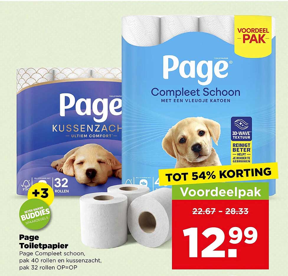 Page Toiletpapier Page Compleet schoon, pak 40 rollen en kussenzacht, pak 32 rollen OP=OP Voordeelpak