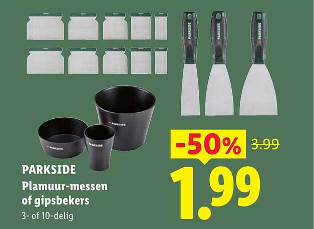 PARKSIDE Plamuur-messen of gipsbekers 3- of 10-delig -50%