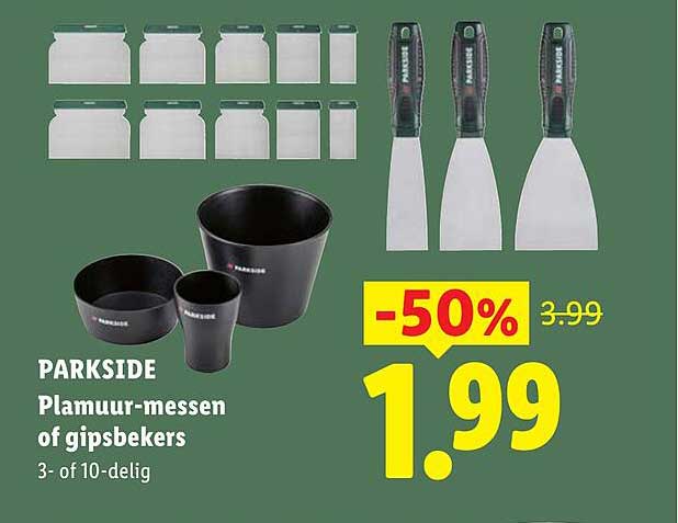 PARKSIDE Plamuur-messen of gipsbekers 3- of 10-delig -50%