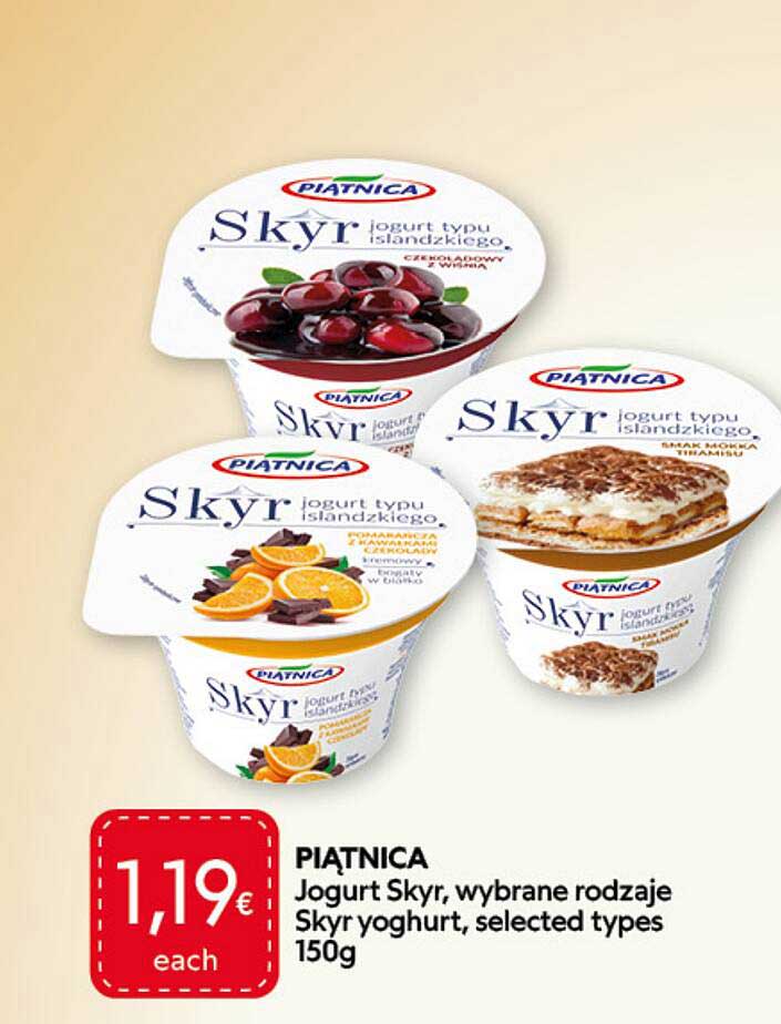 PIATNICA Jogurt Skyr, wybrane rodzaje Skyr yoghurt, selected types 150g