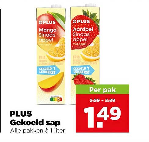 PLUS Gekoeld sap Alle pakken à 1 liter
