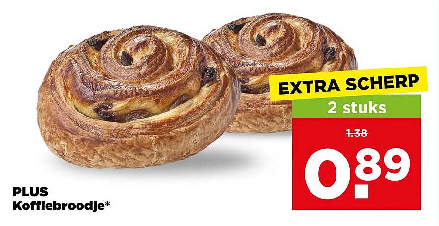 PLUS Koffiebroodje* EXTRA SCHERP 2 stuks