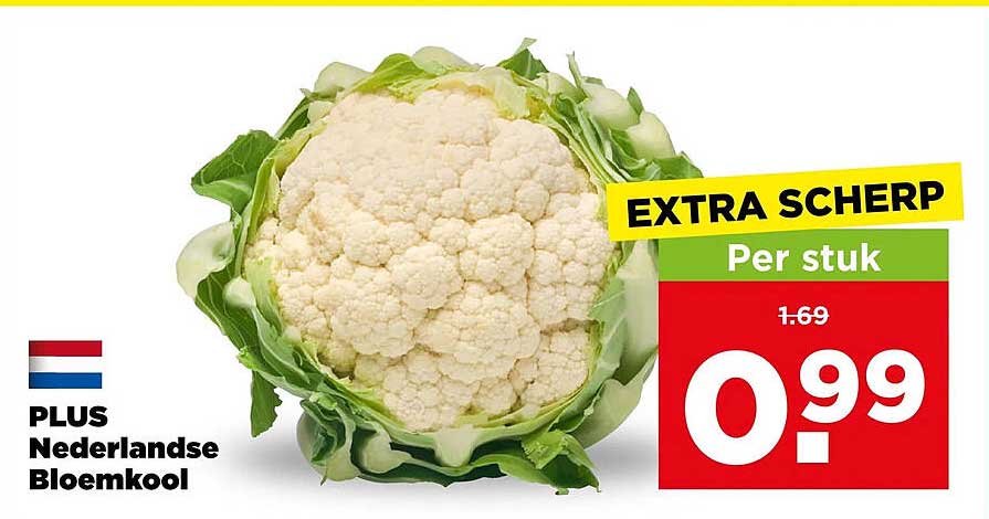 PLUS Nederlandse Bloemkool EXTRA SCHERP Per stuk