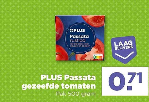 PLUS Passata gezeefde tomaten Pak 500 gram