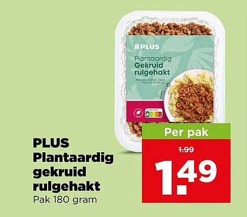 PLUS Plantaardig gekruid rulgehakt Pak 180 gram