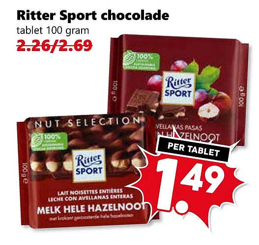 Ritter Sport chocolade tablet 100 gram