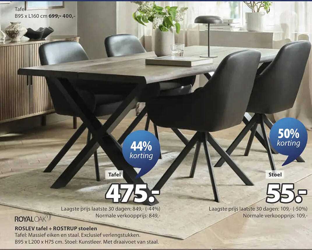 ROSLEV tafel + ROSTRUP stoelen