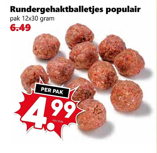 Rundergehaktballetjes populair pak 12x30 gram