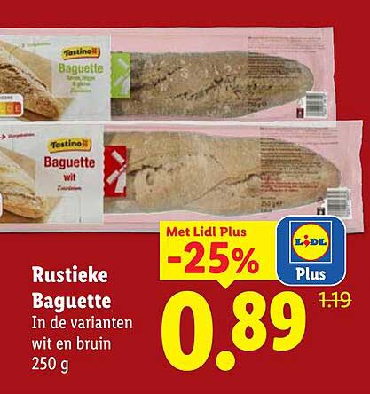 Rustieke Baguette In de varianten wit en bruin 250 g -25%