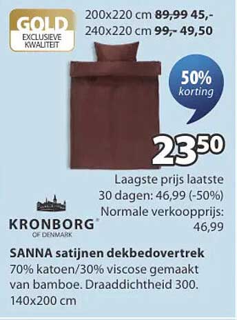 SANNA satijnen dekbedovertrek 50% korting