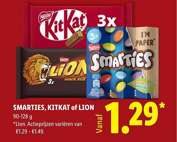 SMARTIES, KITKAT of LION