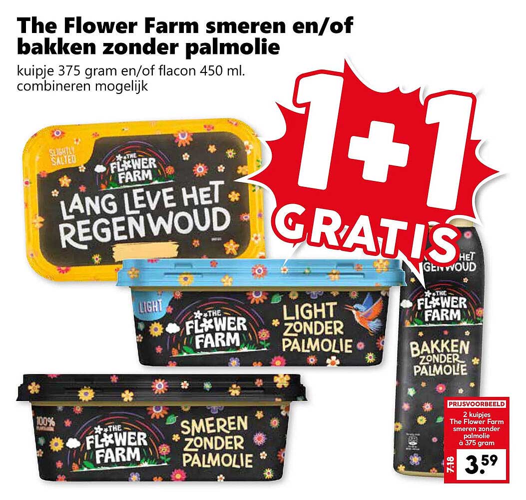 The Flower Farm smeren en/of bakken zonder palmolie 1+1 gratis