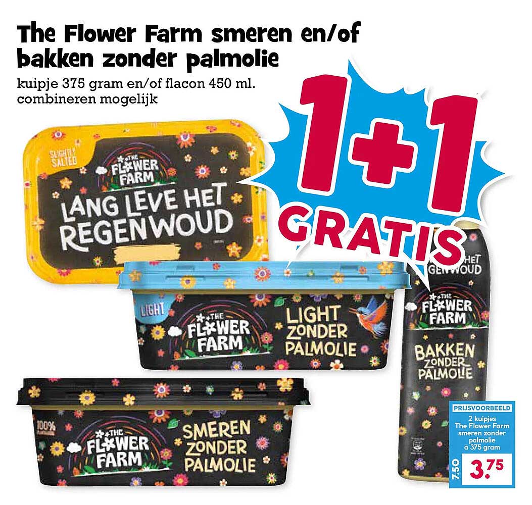 The Flower Farm smeren en/of bakken zonder palmolie 1+1 gratis