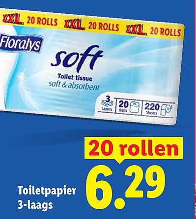 Toiletpapier 3-laags 20 rollen