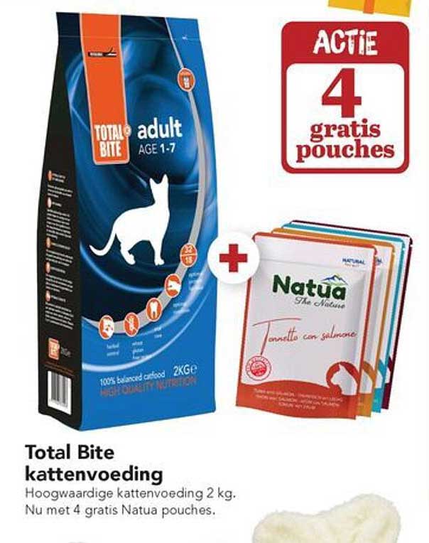 Total Bite kattenvoeding Nu met 4 gratis Natua pouches