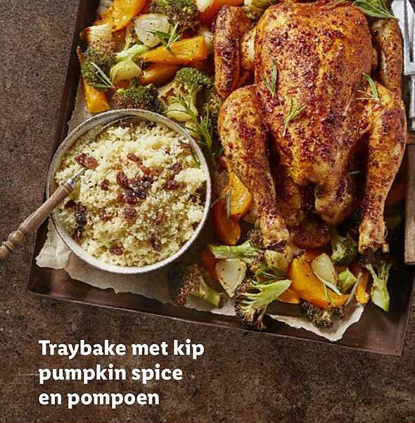 Traybake met kip pumpkin spice en pompoen