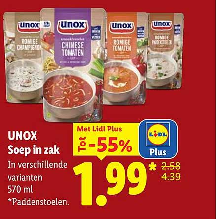 UNOX Soep in zak Tot -55%