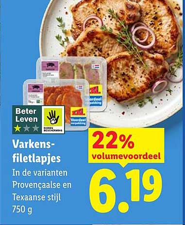 Varkens-filetlapjes in de varianten Provençaalse en Texaanse stijl 750 g 22% volumevoordeel