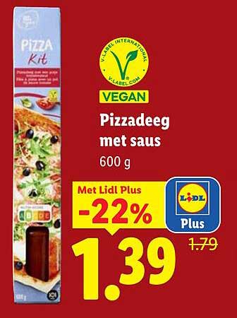 VEGAN Pizzadeeg met saus 600 g