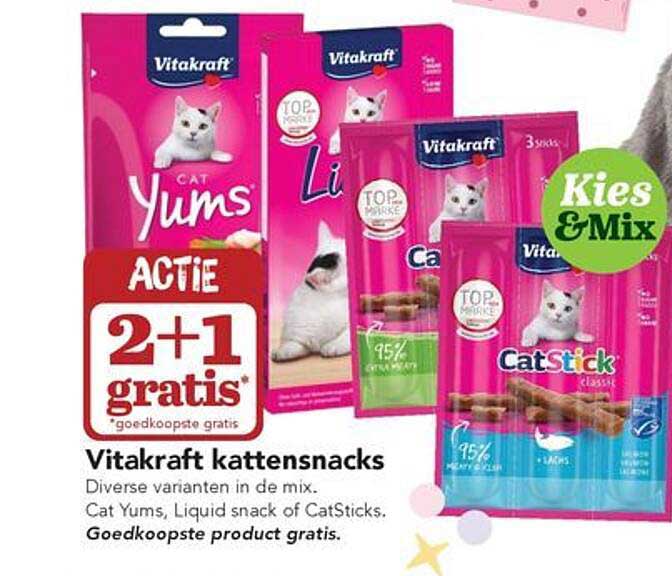 Vitakraft kattensnacks 2+1 gratis
