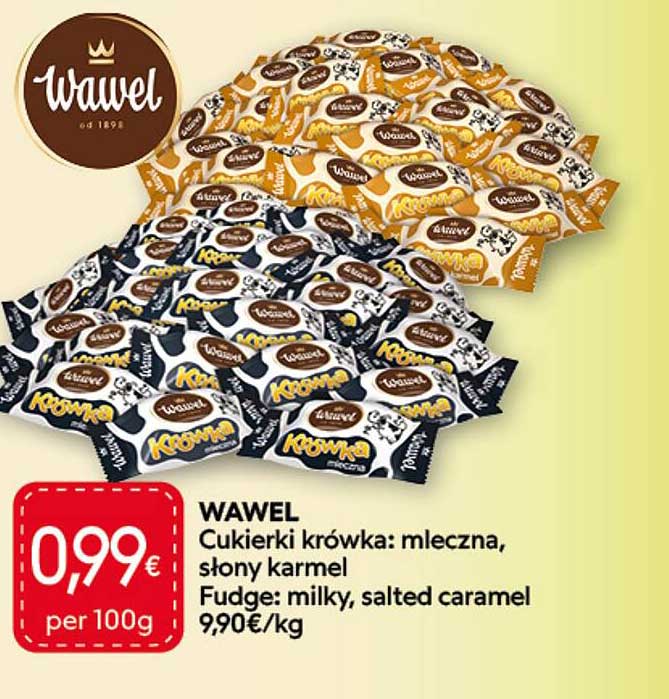 WAWEL Cukierki krówka: mleczna, słony karmel Fudge: milky, salted caramel