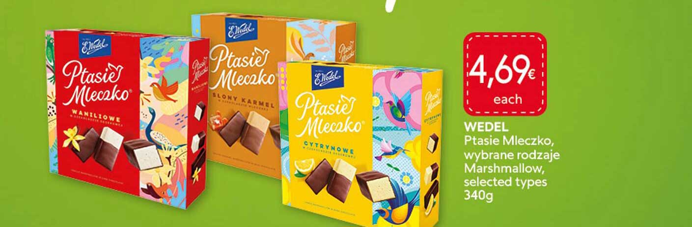 WEDEL Ptasie Mleczko, wybrane rodzaje Marshmallow, selected types 340g