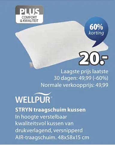 WELLPUR STRYN traagschuim kussen