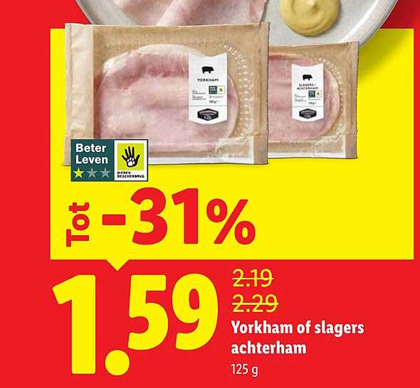 Yorkham of slagers achterham 125 g Tot -31%