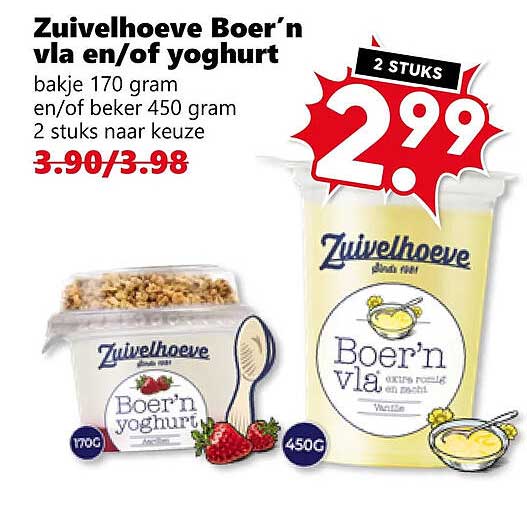 Zuivelhoeve Boer’n vla en/of yoghurt 2 stuks