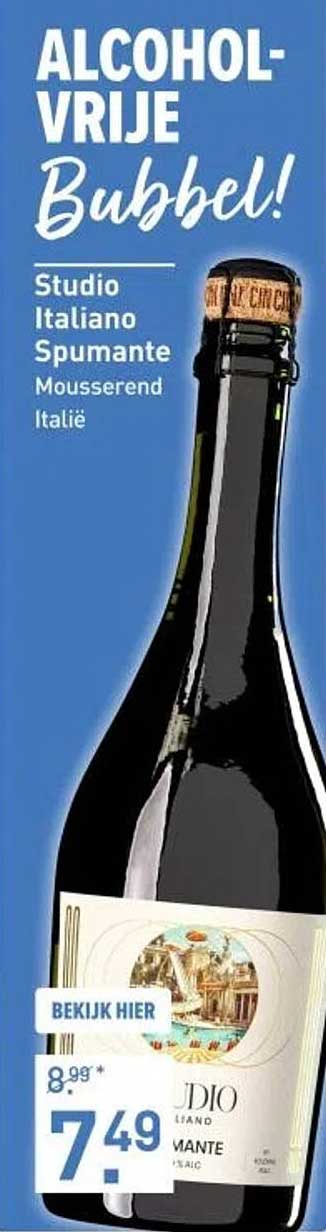 Alcoholvrije Bubbel! Studio Italiano Spumante Mousserend Italië