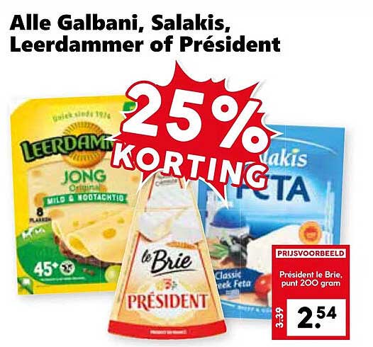 Alle Galbani, Salakis, Leerdammer of Président - 25% KORTING
