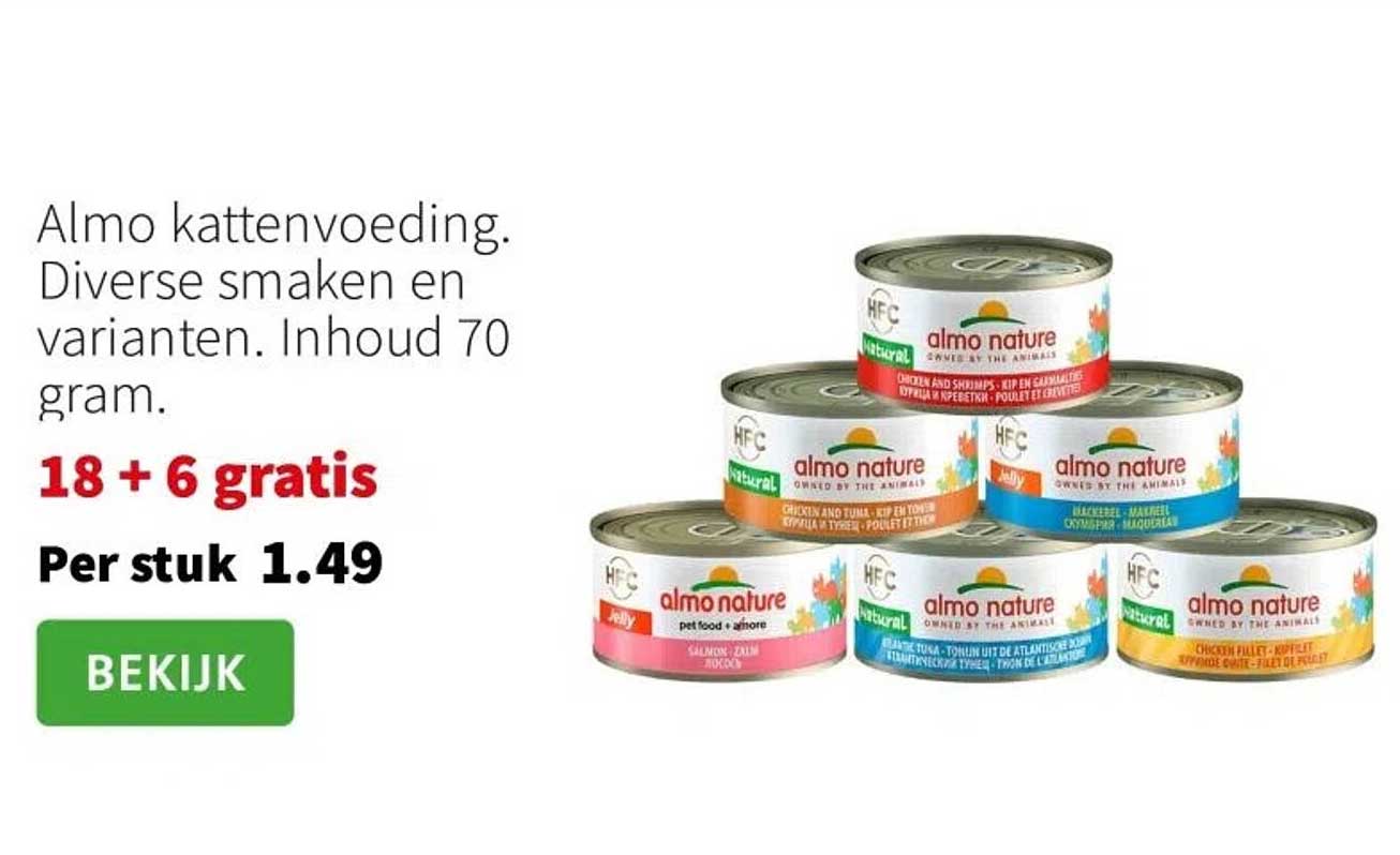 Almo kattenvoeding. Diverse smaken en varianten. Inhoud 70 gram.