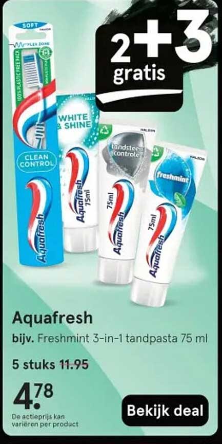 Aquafresh bijv. Freshmint 3-in-1 tandpasta 75 ml