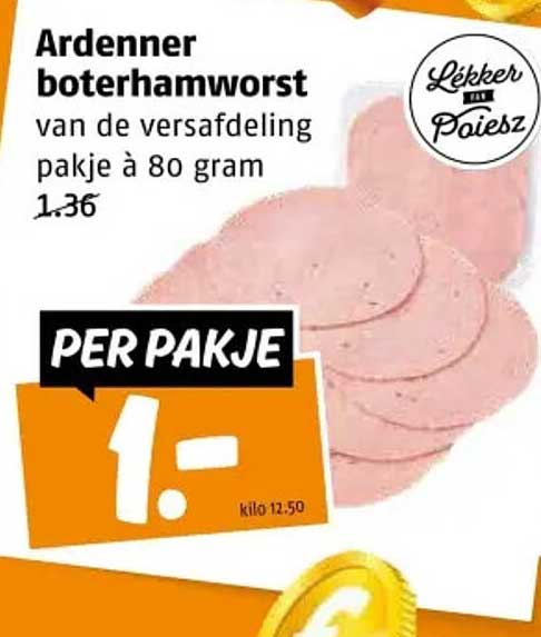 Ardenner boterhamworst van de versafdeling pakje à 80 gram