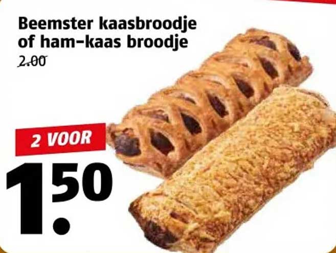 Beemster kaasbroodje of ham-kaas broodje