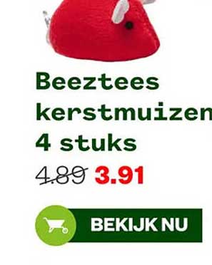 Beeztees kerstmuizen 4 stuks
