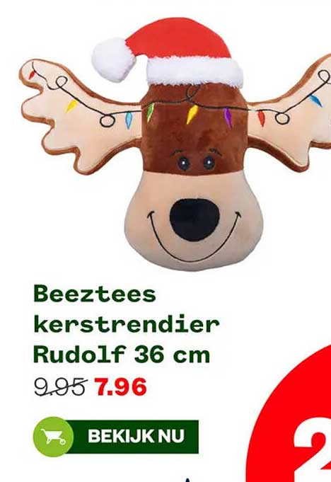 Beeztees kerstrendier Rudolf 36 cm