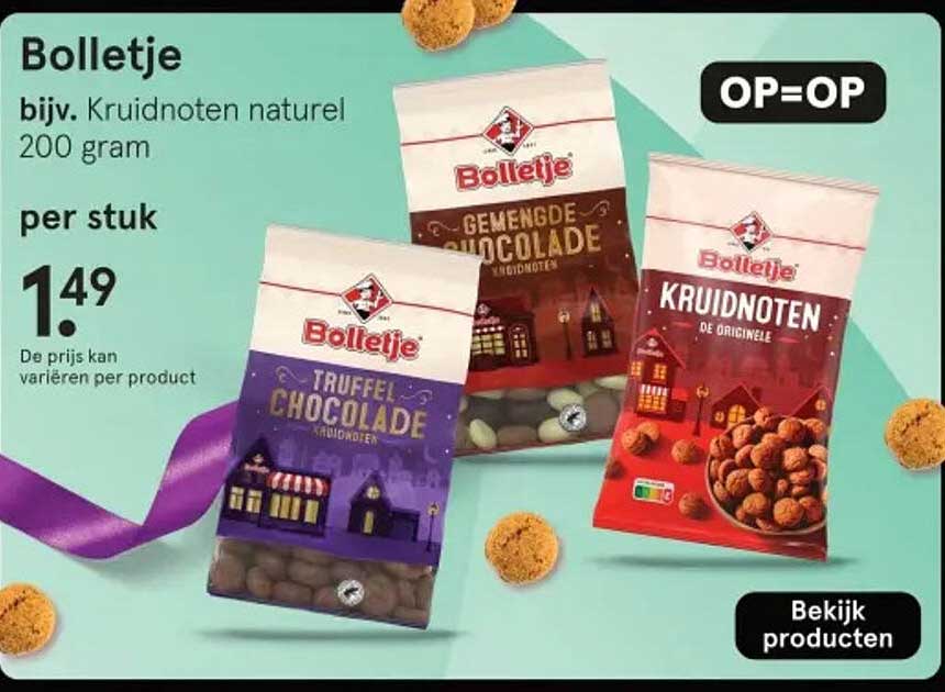 Bolletje bijv. Kruidnoten naturel 200 gram