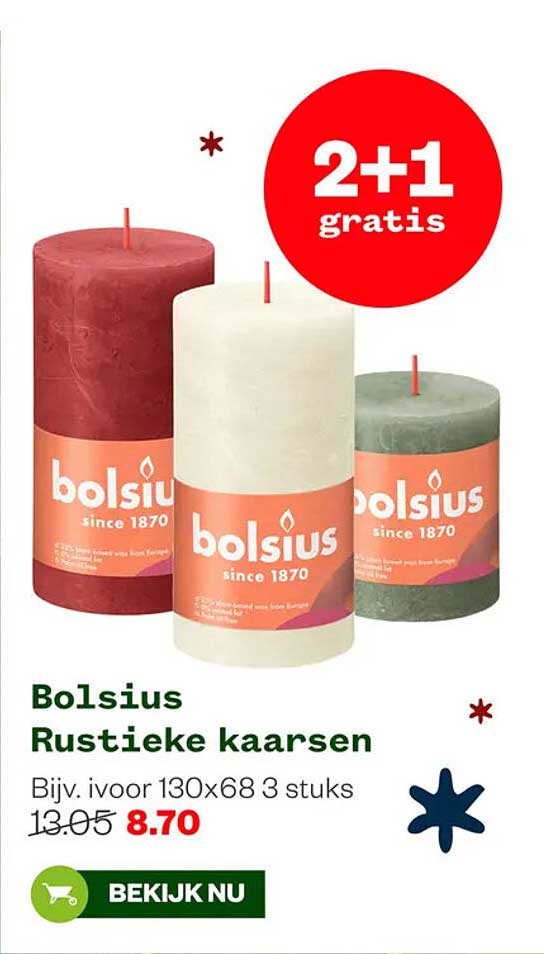 Bolsius Rustieke kaarsen 3 stuks