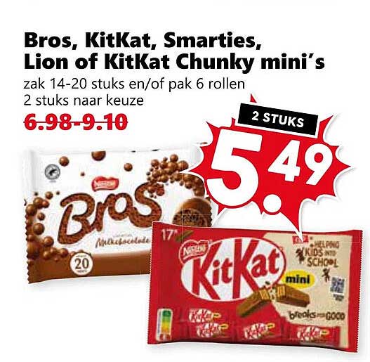 Bros, KitKat, Smarties, Lion of KitKat Chunky mini’s