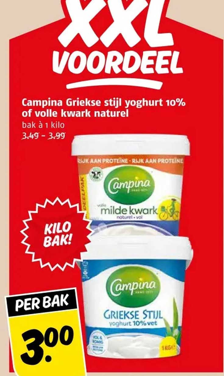 Campina Griekse stijl yoghurt 10% of volle kwark natuur