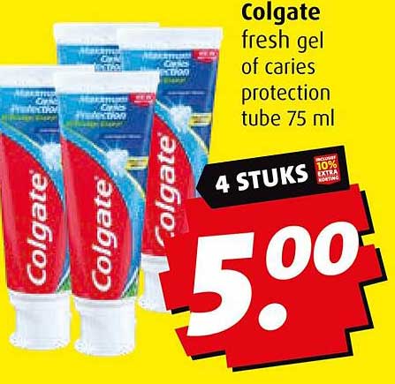 Colgate fresh gel of caries protection tube 75 ml - 4 STUKS