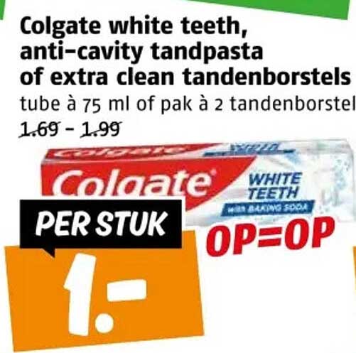 Colgate white teeth, anti-cavity tandpasta of extra clean tandenborstels