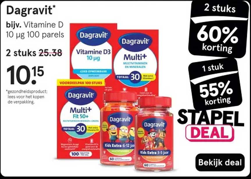 Dagavit bijv. Vitamine D 10 µg 100 parels