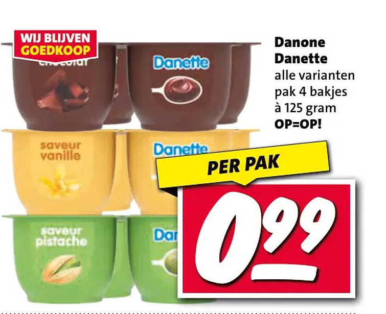 Danone Danette alle varianten pak 4 bakjes à 125 gram OP=OP!