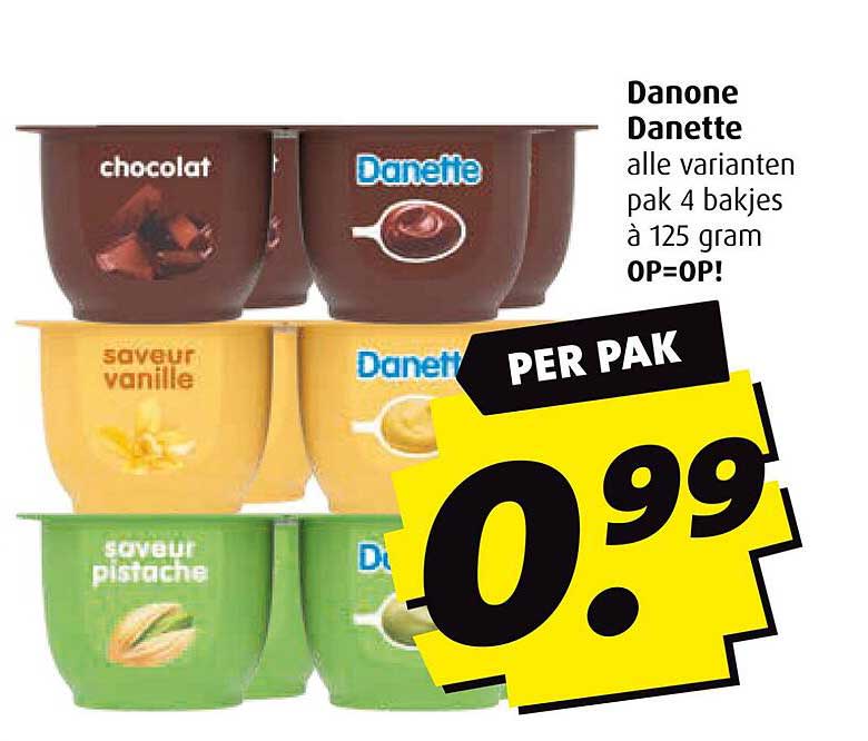 Danone Danette alle varianten pak 4 bakjes à 125 gram OP=OP!